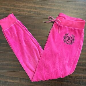 Juicy Couture Pink Velour Joggers with Embellished Crest